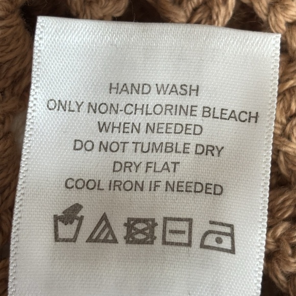 LPA Lanita Open Crochet Cotton Mini Dress/Cover Up in Tan & Ivory - Size Small - Picture 7 of 7